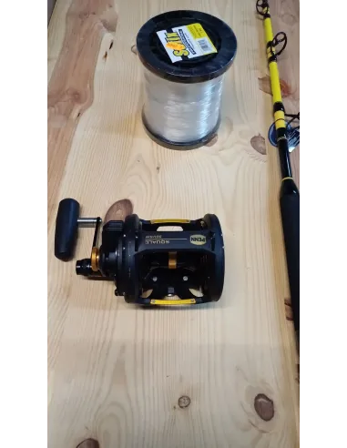 Penn squal 50lb 2 velocidades + caña shimano beast Master 80lb + hilo suflix