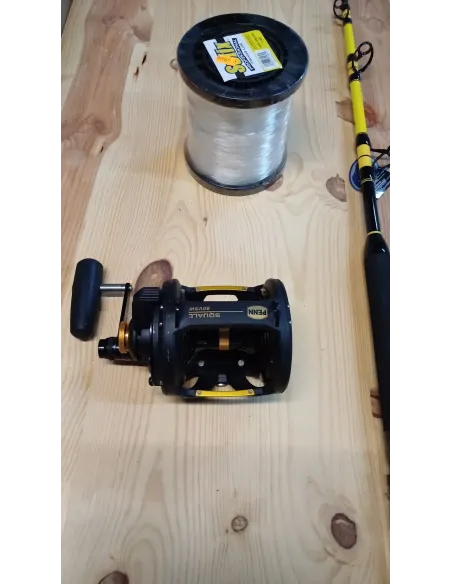 Penn squal 50lb 2 velocidades + caña shimano beast Master 80lb + hilo suflix
