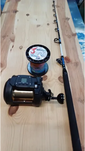 Daiwa tanacom 1200 + caña rapada + trenzado