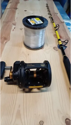 Penn squal 50lb 2 velocidades + caña shimano beast Master 80lb + hilo suflix